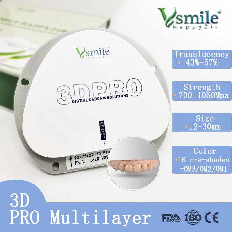 Blocchi Di Zirconia Multistrato Dentale 3D Pro Per Laboratorio Odontotecnico Cad Cam Compatibili Con Il Sistema Amann Girrbach
