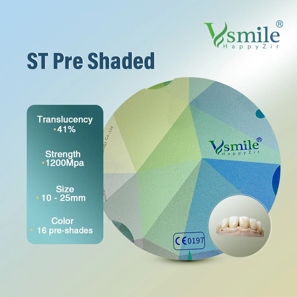 14Mm Dental Preshaded Zirconia Stco Transparency 41% Dental Lab Product Cad Cam Roland Fresatrice Materiale Dentale
