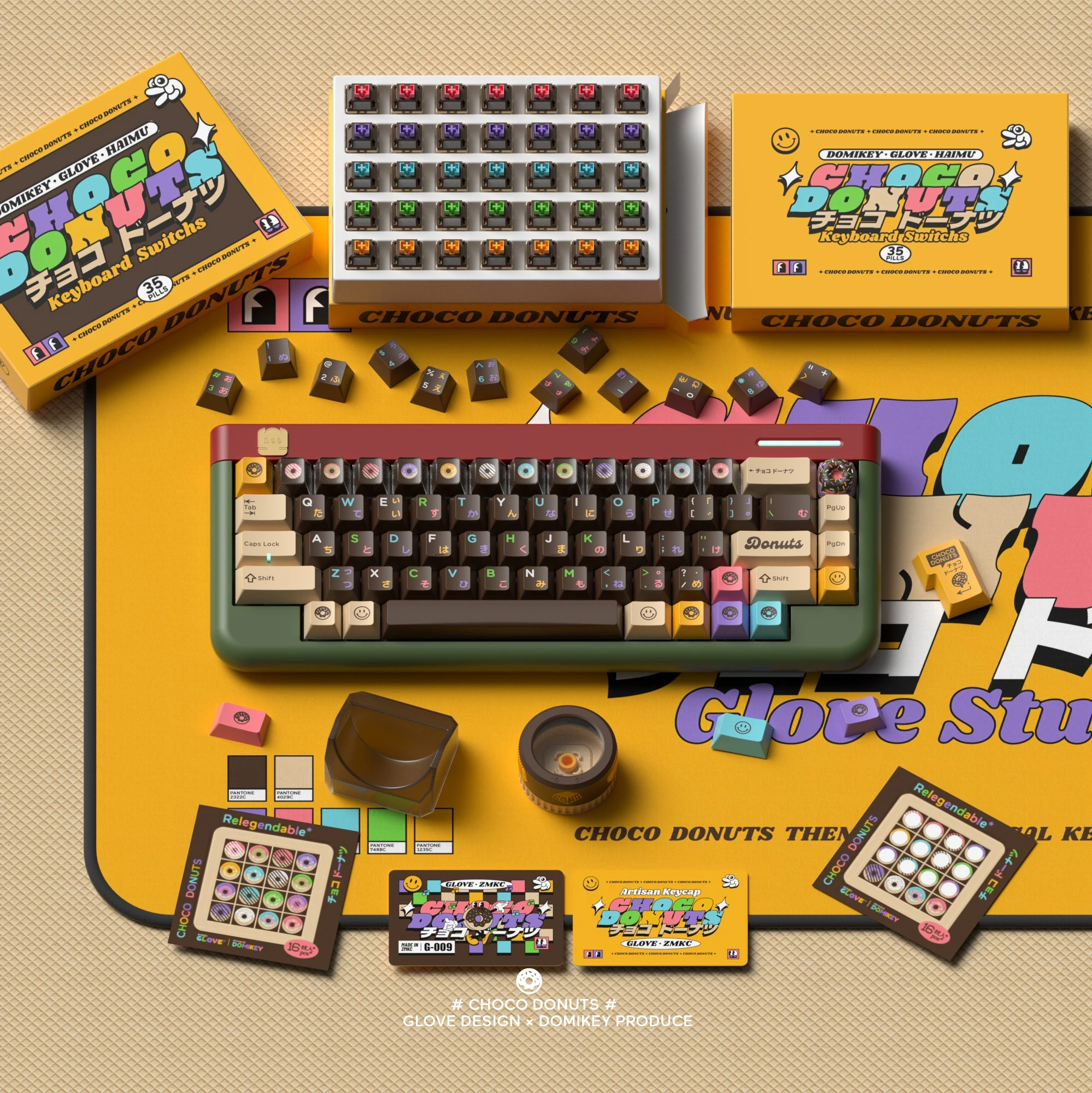 Guanto X Domkey Choco Donuts Cherry Profile Abs Doubleshots Keycap Per Mx Stem Keyboard Poker 87 104 Gh60 Bm60 Cstc75 Bm65