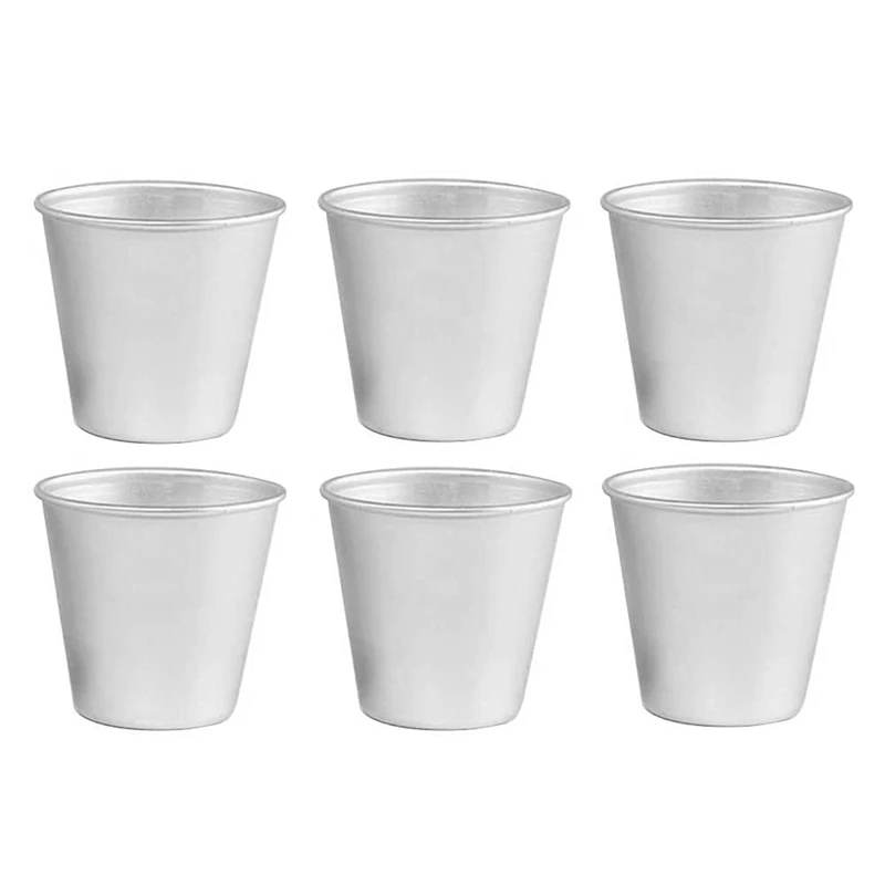 6 Pcs Aluminium Dariol Mould Baking Cup Dariole Pudding Dessert Creme Moulds Round Nonstick Egg Tart Mould Bakeware Cup
