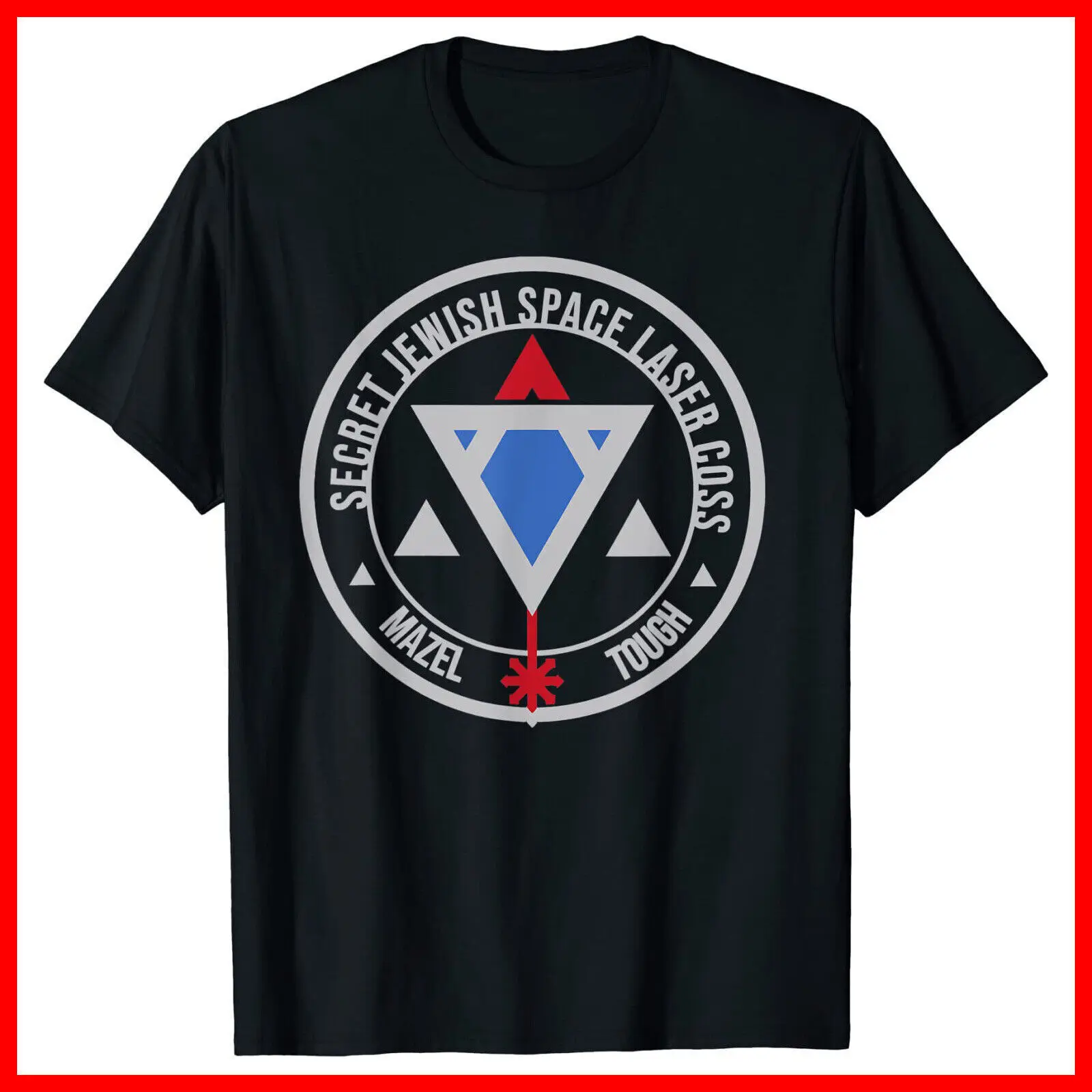 Secret Jewish Space Laser Corps Mazel Tov Funny Prank T-Shirt In Cotone Nero S-5Xl