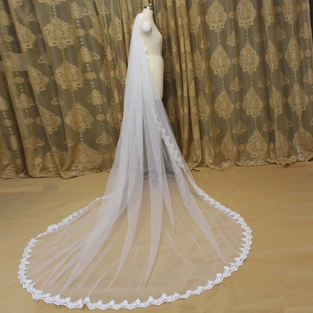 Nuovo Merletto Di Arrivo Velo Da Sposa Con Pettine 3 Metri Di Velo Da Sposa Bianco Avorio Cattedrale Lungo Velo Velo Sposa Lungo 2020