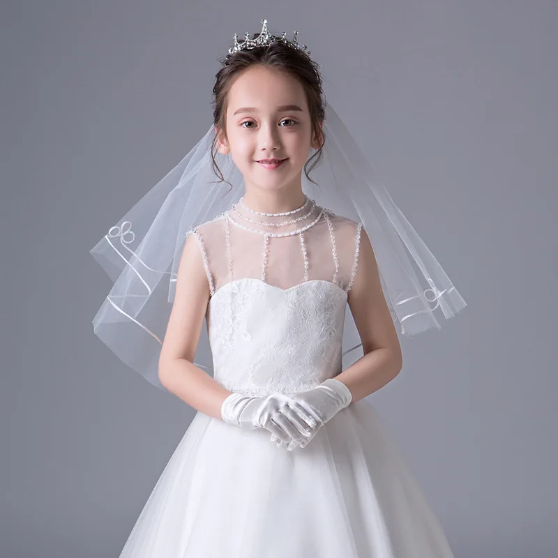 Bellissimo Velo Da Ragazza Di Fiori Semplice A Buon Mercato Bambini Principessa Velo Sposa Un Strato Velo Corto Per Bambini Velo Diserbo Accessorio No