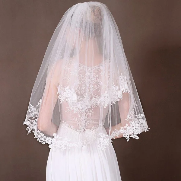Nuovo Velo Da Sposa Bella 2 Strato Bianco/Avorio Elbow Bordo In Pizzo Da Sposa Velo Da Sposa Con Pettine