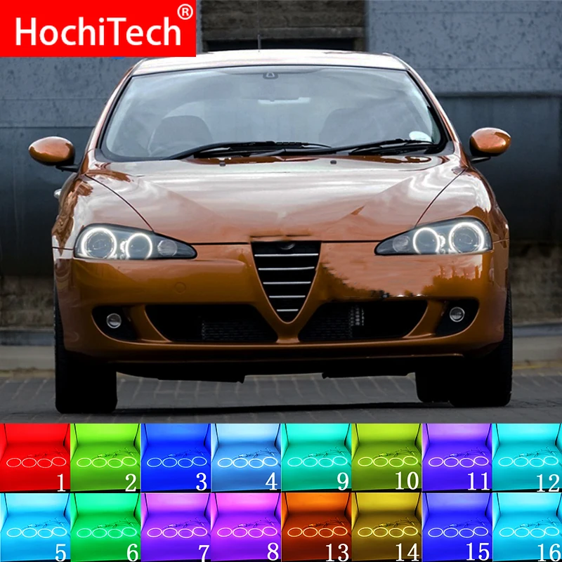 Ultimo Faro Rgb Multicolore Led Angel Eyes Halo Ring Eye Drl Telecomando Rf Per Alfa Romeo 147 2005 - 2010 Accessori