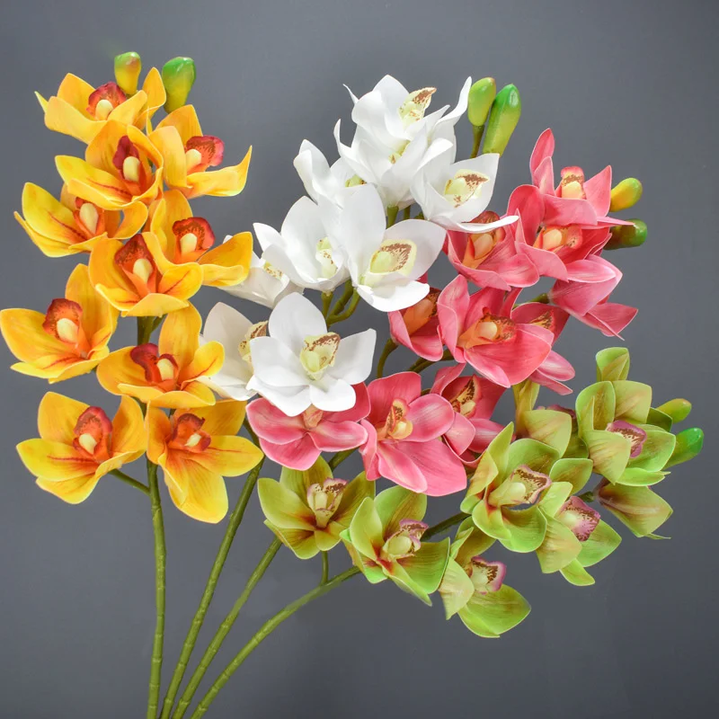 73Cm Lattice Artificiale Cymbidium Orchid Flowers 10 Heads Real Touch Butterfly Phalaenopsis Orchid Fiore Finto Per La Festa Di Nozze