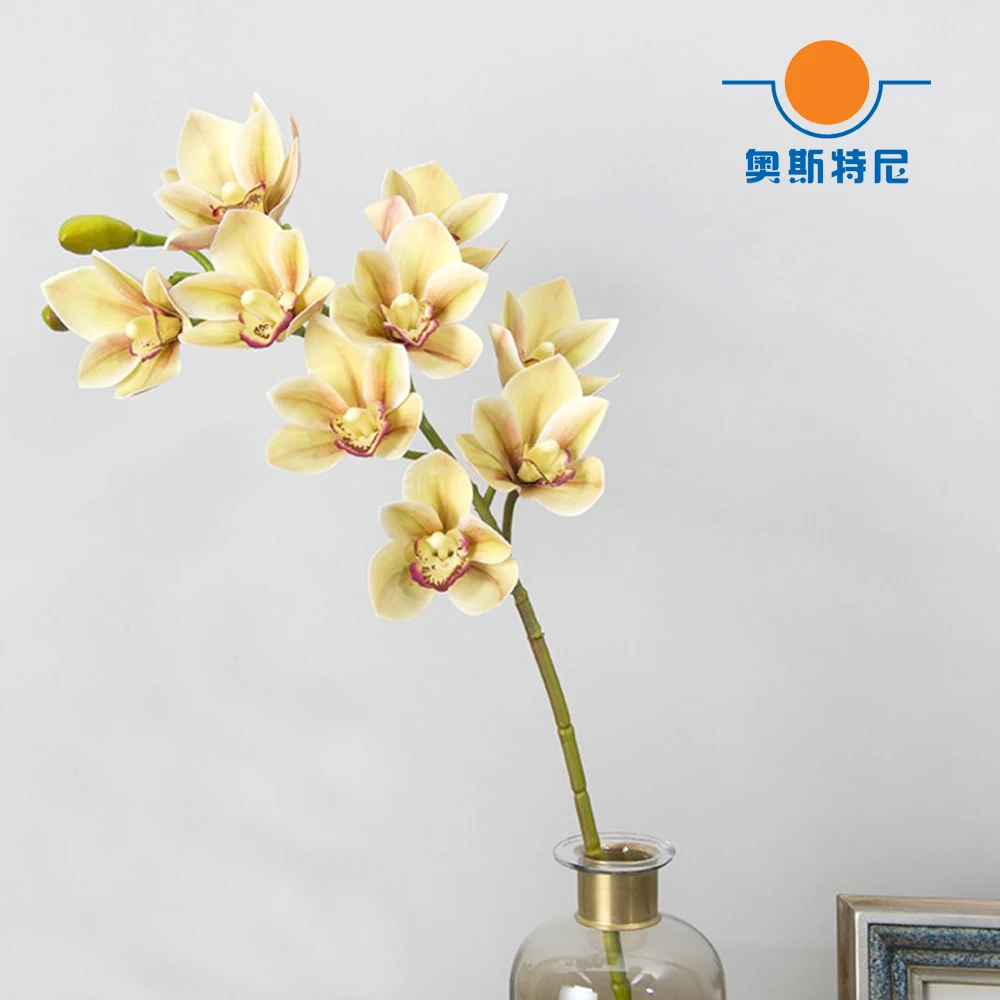 1 Pz Cera D'Api Colore Verde Artificiale Cymbidium Orchid Bouquet & Faberi Artificiale E Artificiale Cymbidium Cymbidium Grandiflorium