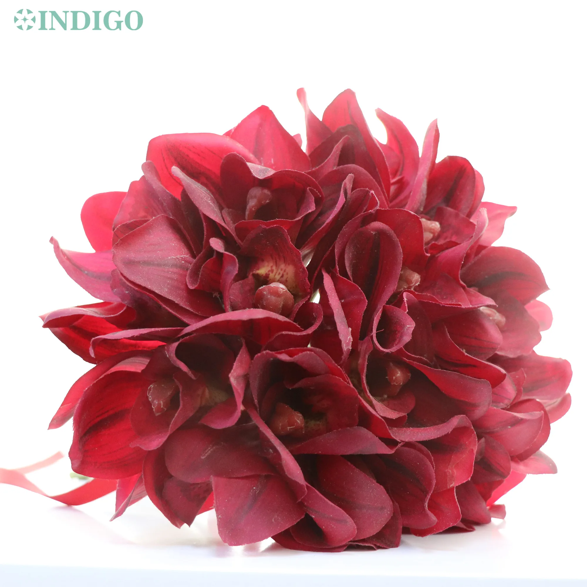 Indigo-Red Cymbidium Orchids Wedding Party, Bouquet Da Sposa Progettato, Petalo Di Fiori Real Touch, Nuovo Stile, 20 Pezzi Per Mazzo
