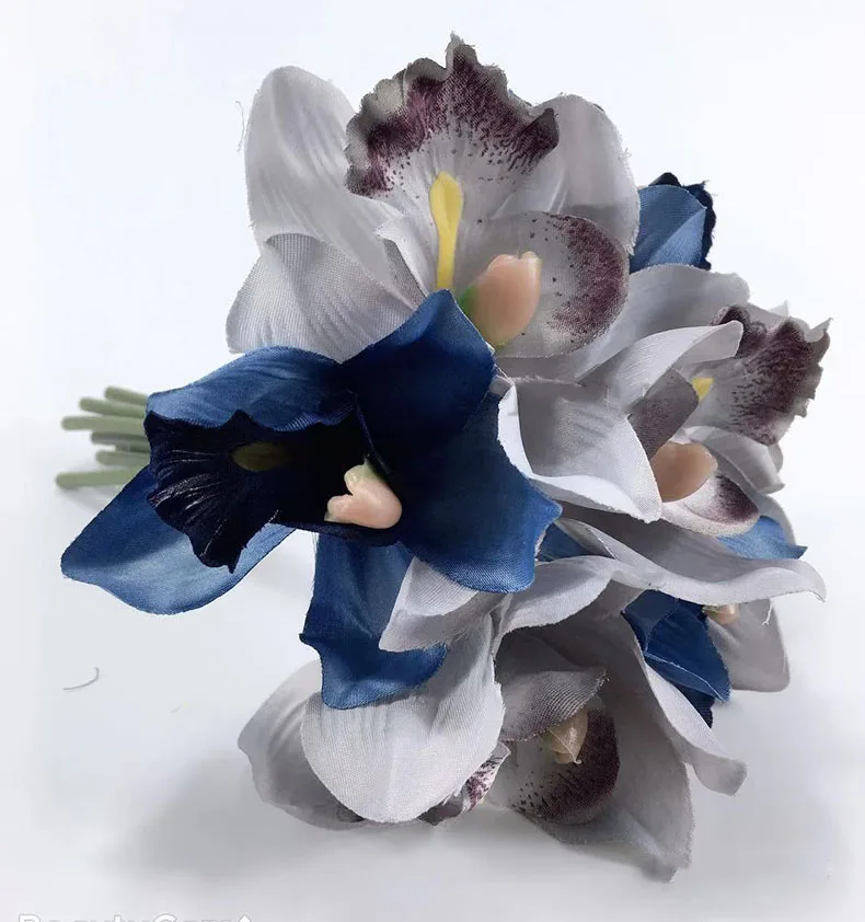 Simulazione 7 Testa Cymbidium Bouquet Fiori Finti Cymbidium Orchidea Tavolo Da Sposa Bouquet Casa Soggiorno Decorazione Ornamenti