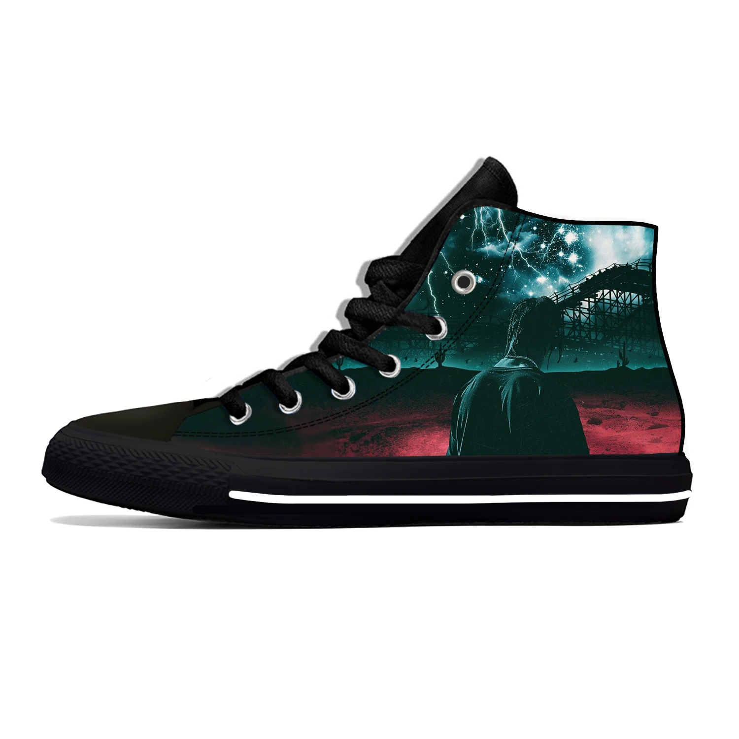 Hip Hop Rapper Rap Singer Travis Scott Astroworld Scarpe Casual High Top Traspirante Uomo Donna Sneakers Scarpe Da Tavola Leggere