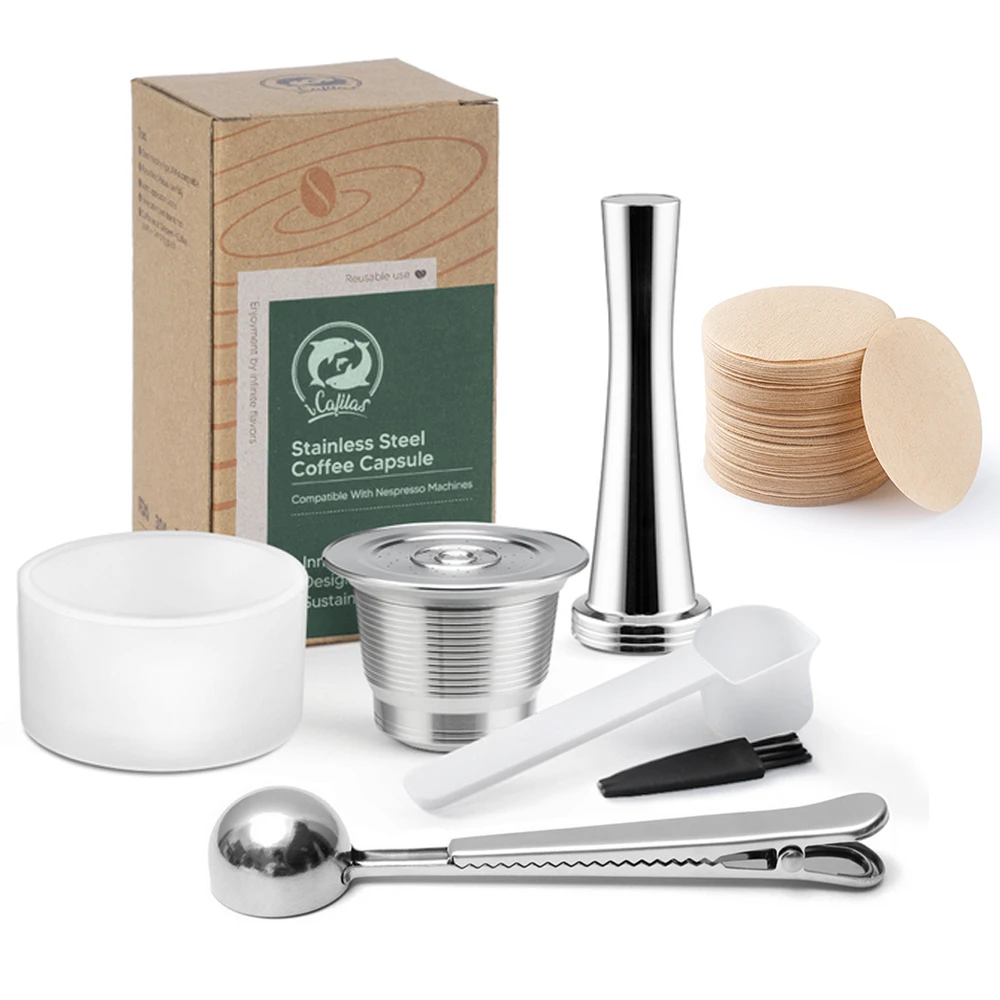 Per Capsule Riutilizzabili Nespresso Coffee Filter Pod Con Anello Di Dosaggio Tamper Capsule Nespresso Riutilizzabili Con Carta Da Filtro