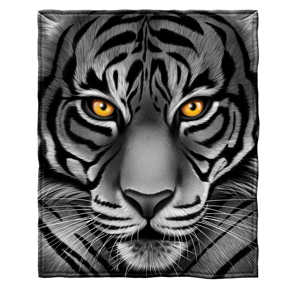 Coperta Di Tigre Bianca Focalizzata Coperta Di Flanella Per Donna Uomo Peluche Super Morbido Animali Selvatici Coperte Di Tigre Per Divano Letto Uffic