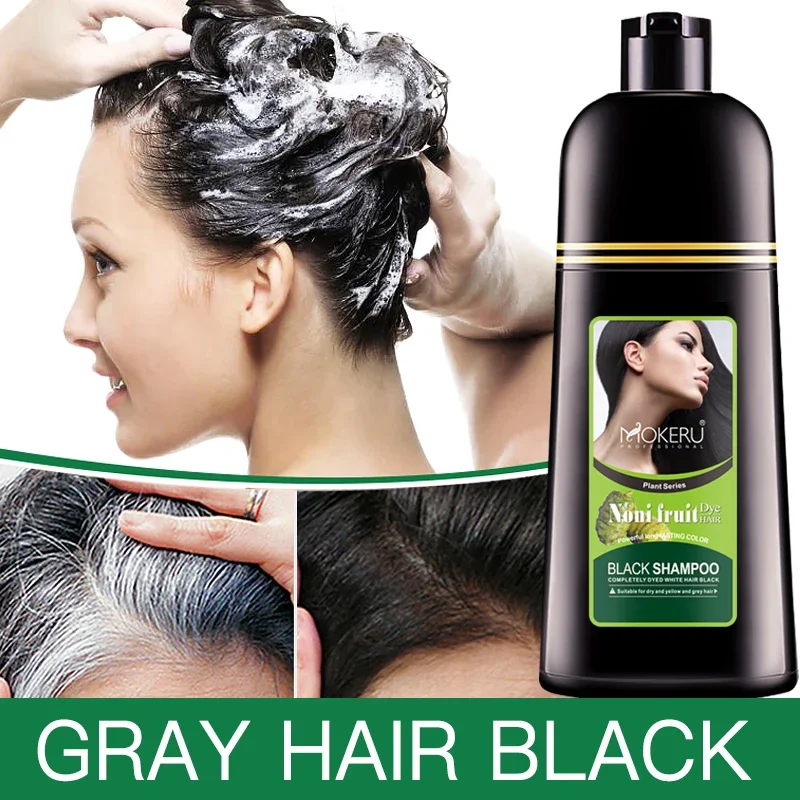 Mokeru Organic Natural Fast Color Hair Dye Solo 5 Minuti Noni Plant Essence Shampoo Colorante Per Capelli Neri Per Cover Grey White Hair