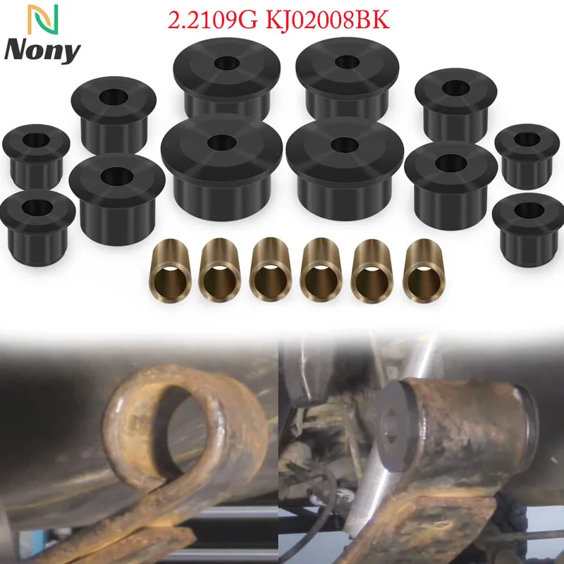 Boccole Per Occhi A Molla A Balestra Nony Kj02008Bk Per Jeep Cherokee , Wagoneer & Comanche Trucks12 Boccole In Poliuretano + 6 Maniche In Metallo