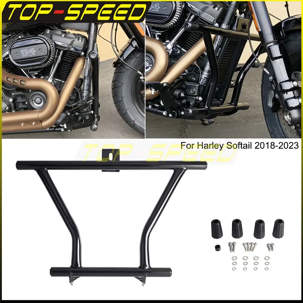 Moto Engine Guard Crash Bar Per Harley Softail Low Rider Fat Street Bob Standard Fxbb Fxbbs Fxst Fxlr 114 117 Fxlrs 2018 +