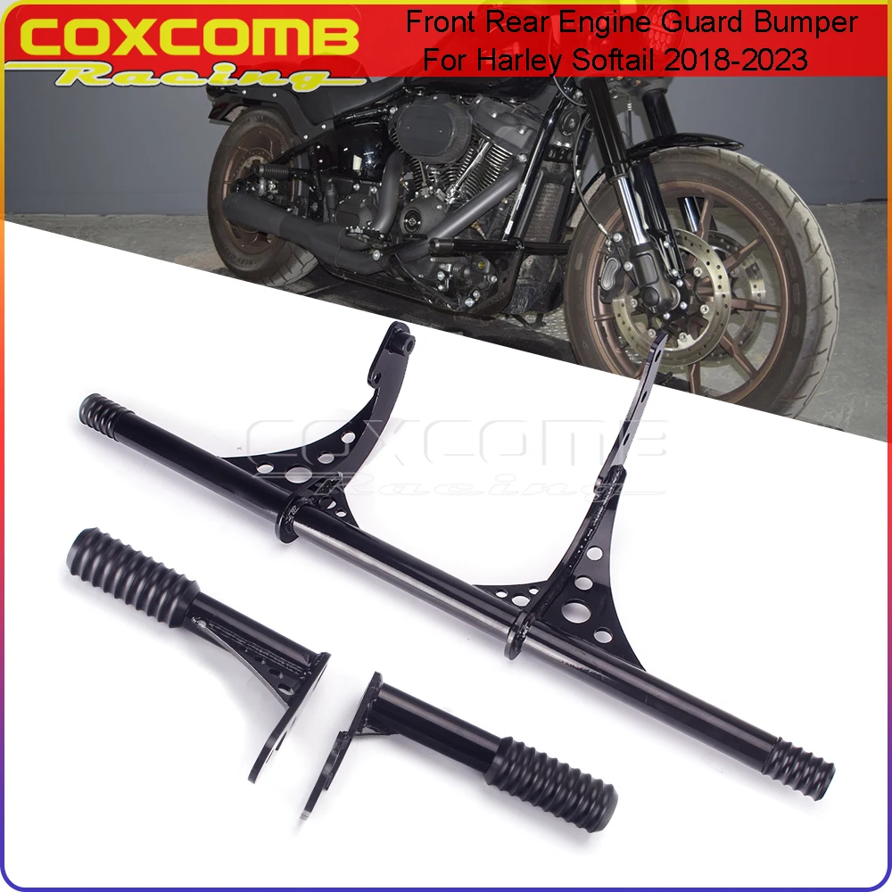 Black Engine Crash Bar Frame Slider Paraurti Guard Per Harley Softail Street Bob Low Rider S Fat Bob 114 117 Fxfb Fxbb Fxlr Fxst