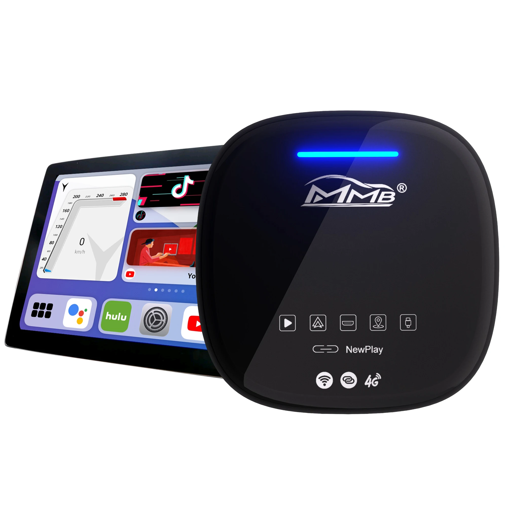 Mmb Max Carplay Ai Box Android 10.0 Os Android Auto Wireless Apple Carplay Adapter Youtube E Netflix Con Hdmi 4G Sim Tf Magic Box