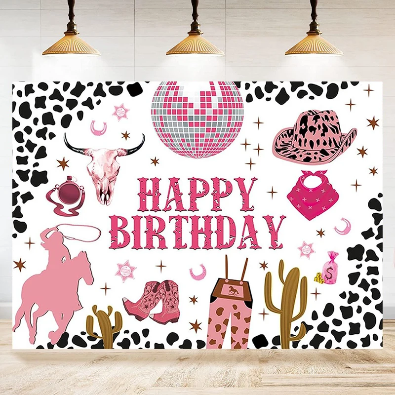 Western Cowgirl Photography Fondale Wild West Cowgirl Bandana Tovaglia Cowboy Background Party Happy Birthday Decor Banner