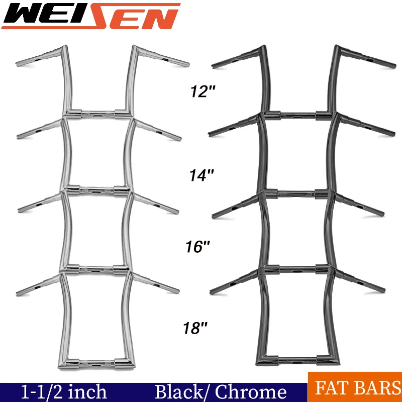 Manubrio Weisen Monster 12 ''14'' 16 ''18'' Ape Hanger Fat Bars 1-1/2 "Per Harley Sportster 1/2 883 Softail Dyna Road King