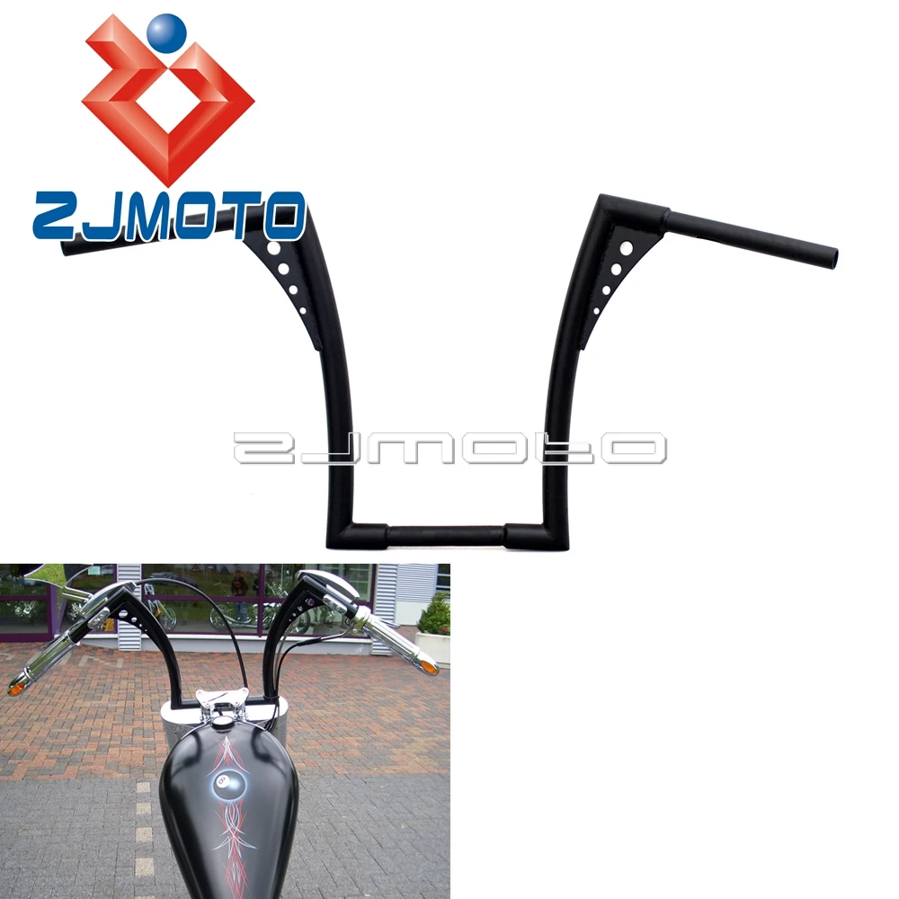 Manubrio Nero Personalizzato Per Moto Ape Bar Fat Bars 1-1/2 "16" Rise Per Harley Flst Fxst Sportster Xl
