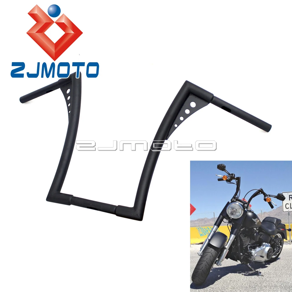 Manubrio Nero Personalizzato 1-1/2 "16" Rise Per Harley Flst Fxst Sportster Xl Ape Appendini Bar Fat Bars