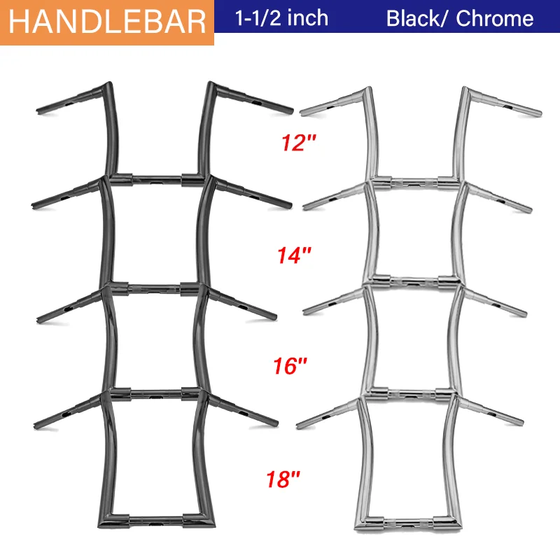 Manubrio Moto 1-1/2 "Per Harley Sportster 1/2 883 Softail Dyna Road King Monster 12'' 14 ''16'' 18 ''Ape Hanger Fat Bars
