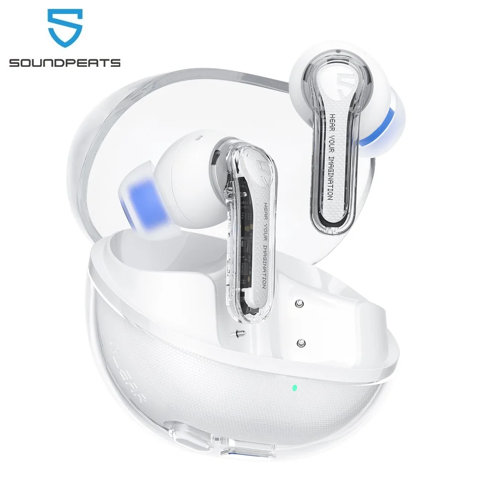 Soundpeats Clear Transparent Series Bluetooth 5.3 True Wireless Earbuds Con Doppio Microfono Enc, Modalità Di Gioco, Supporto App, 40H