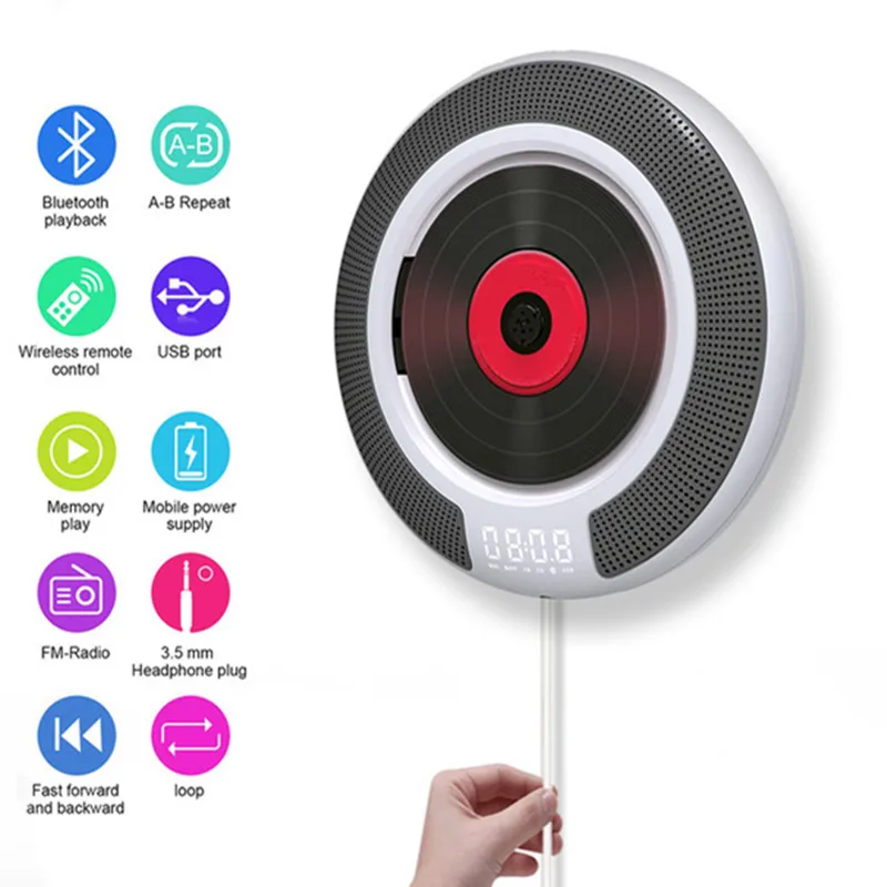 Montaggio A Parete Bluetooth Completo In Formato Cd Lettore Senza Fili Led Speaker Radio Fm Portatile Desktop Di Audio Stereo Mp3 Usb Macchina Di Appr