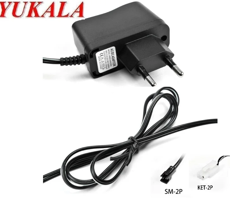 Caricabatteria Da Parete Adattatore Dc 6.0V 250Ma Ac/Dc Per 6V Ni-Cd/6V Mh Batteria Ricaricabile Spina Sm/Spina Tamiya