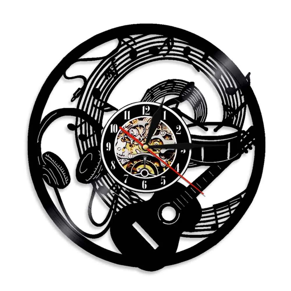 Strumento Musicale Cd Vinile Lp Record Clock Art Wall Decoration Orologio Da Parete 3D Decorazioni Per La Casa Regalo Unico Per Fan Della Musica