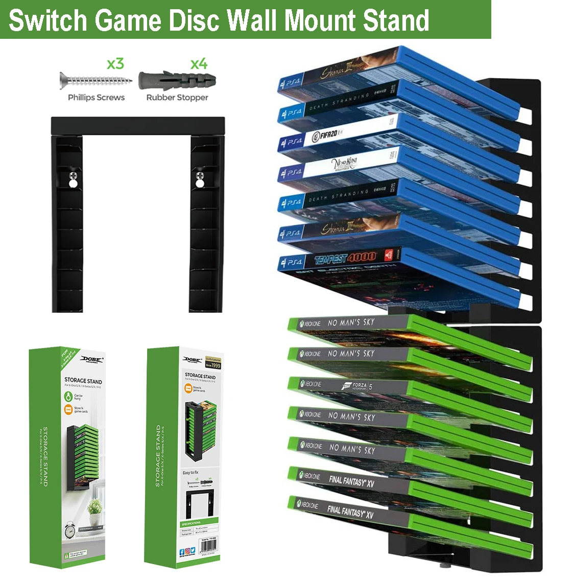 Switch Game Disc Supporto Per Montaggio A Parete 14 Cd Box Slot Holder Per Xbox One Ps4 Ps5 Nintendo Switch Game Cards Case Organizer