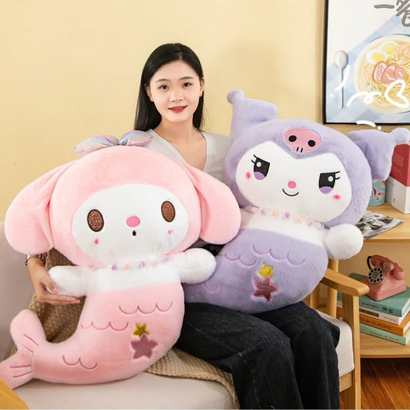 Sanrio Peluche Kawaii Hello Kitty Doll My Melody Kuromi Plushie Cinnamoroll Pochacco Mermaid Peluche Cute Doll Gifts For Kids