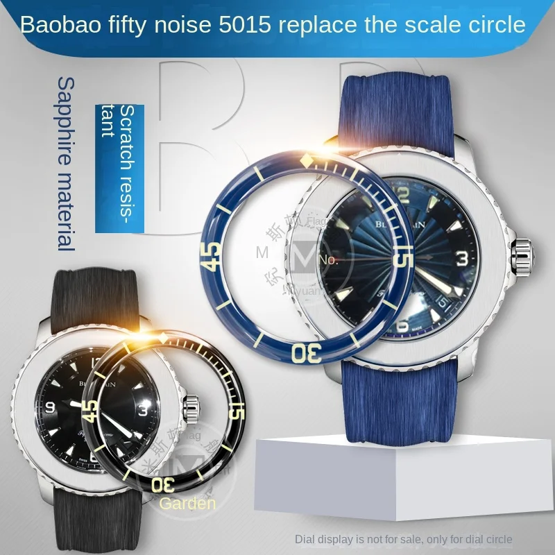Anello Graduato Con Temporizzazione Della Luce Notturna In Zaffiro Per Blancpain Fty Fathoms Dial Anello Esterno 5015 Anello Bocca Accessorio Nero Blu