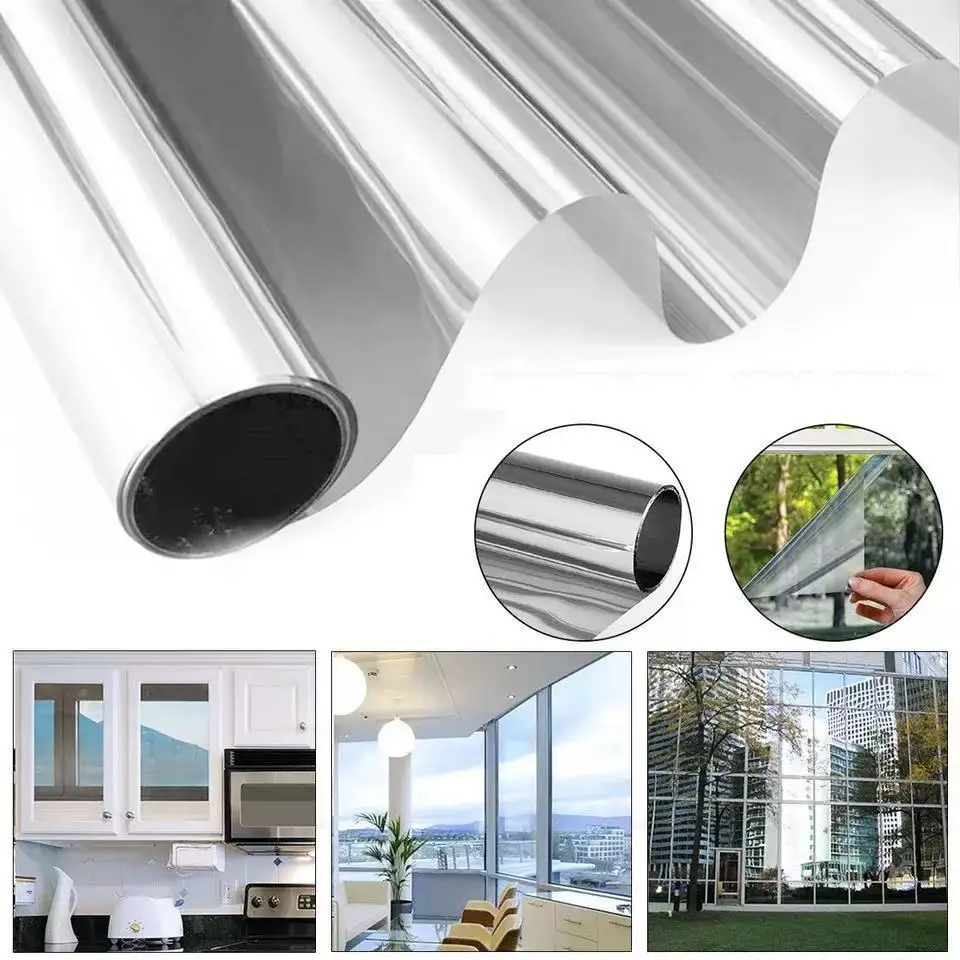 Pellicola Per Vetri A Specchio Unidirezionale 30Cm Pet Pellicola Solare Riflettente Autoadesiva Privacy Glass Tint Window Stickers Vetro A Prova Di Uv