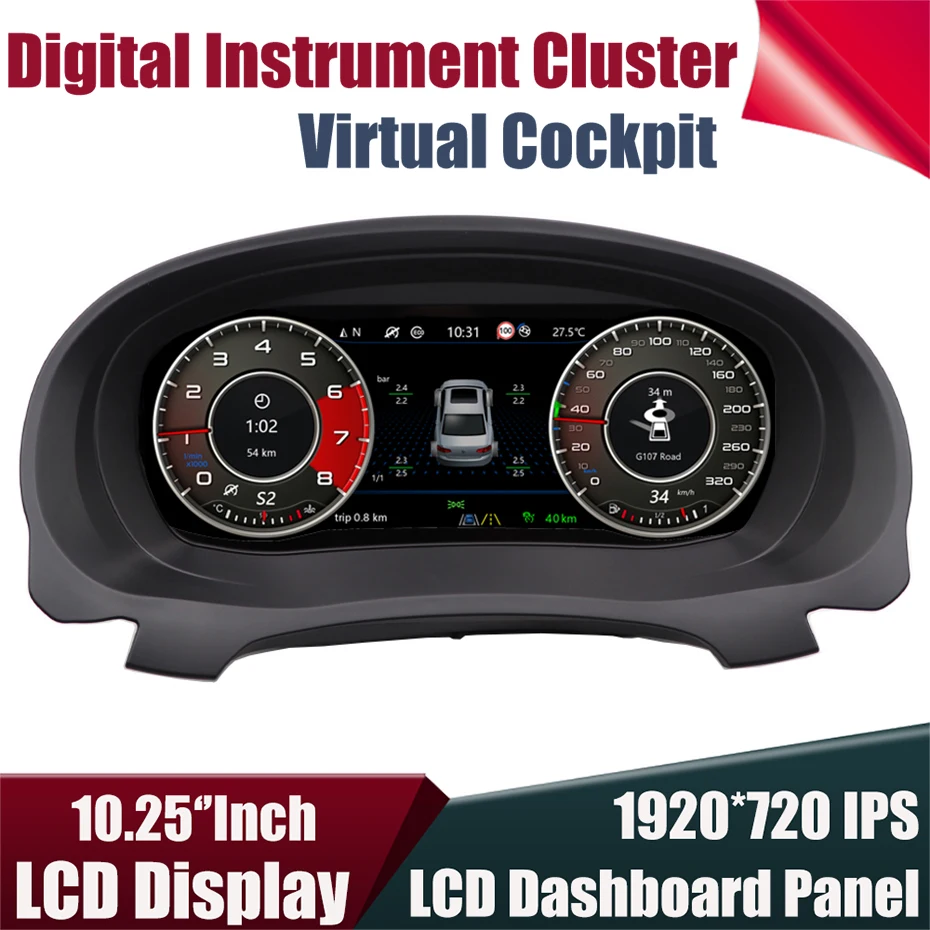 Digital Virtual Cockpit Per Vw Golf 6 7 7.5 Passat B7 B8 Cc Gte Tiguan Scirocco Jetta Instrument Cluster Lcd Dashboard Monitor