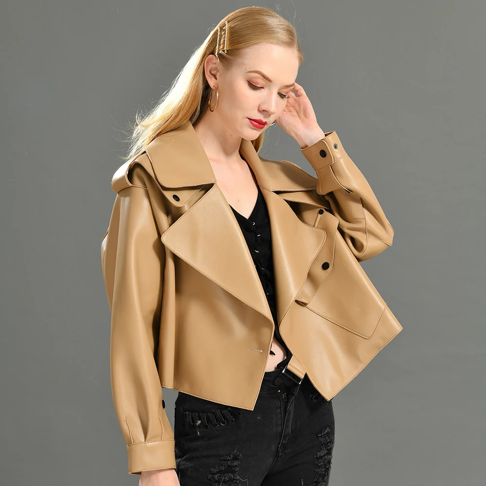 Giacca In Vera Pelle Da Donna Cappotto In Vera Pelle Di Montone 2019 Giacca In Vera Pelle Nuova Moda Primavera