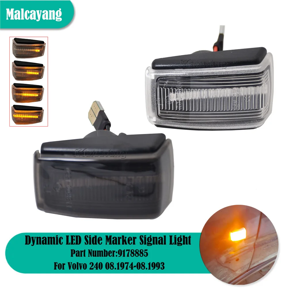 2Pcs Dynamic Led Side Marker Blinker Indicatore Di Direzione Per Volvo 240 260 262 740 760 780 850 940 C70 V40 S70 9178885 9190169
