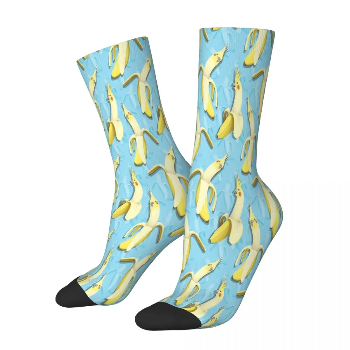 Bananaaaa Cockatiel Pattern Banana Banans Meme Socks Uomo Donna Autunno Calze Stampate