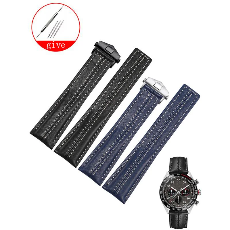 Cinturino In Vera Pelle Yopo Adatto Per Cinturino In Pelle Mido Nero Blu Serie Heuer F1 Per Uomo 22Mm