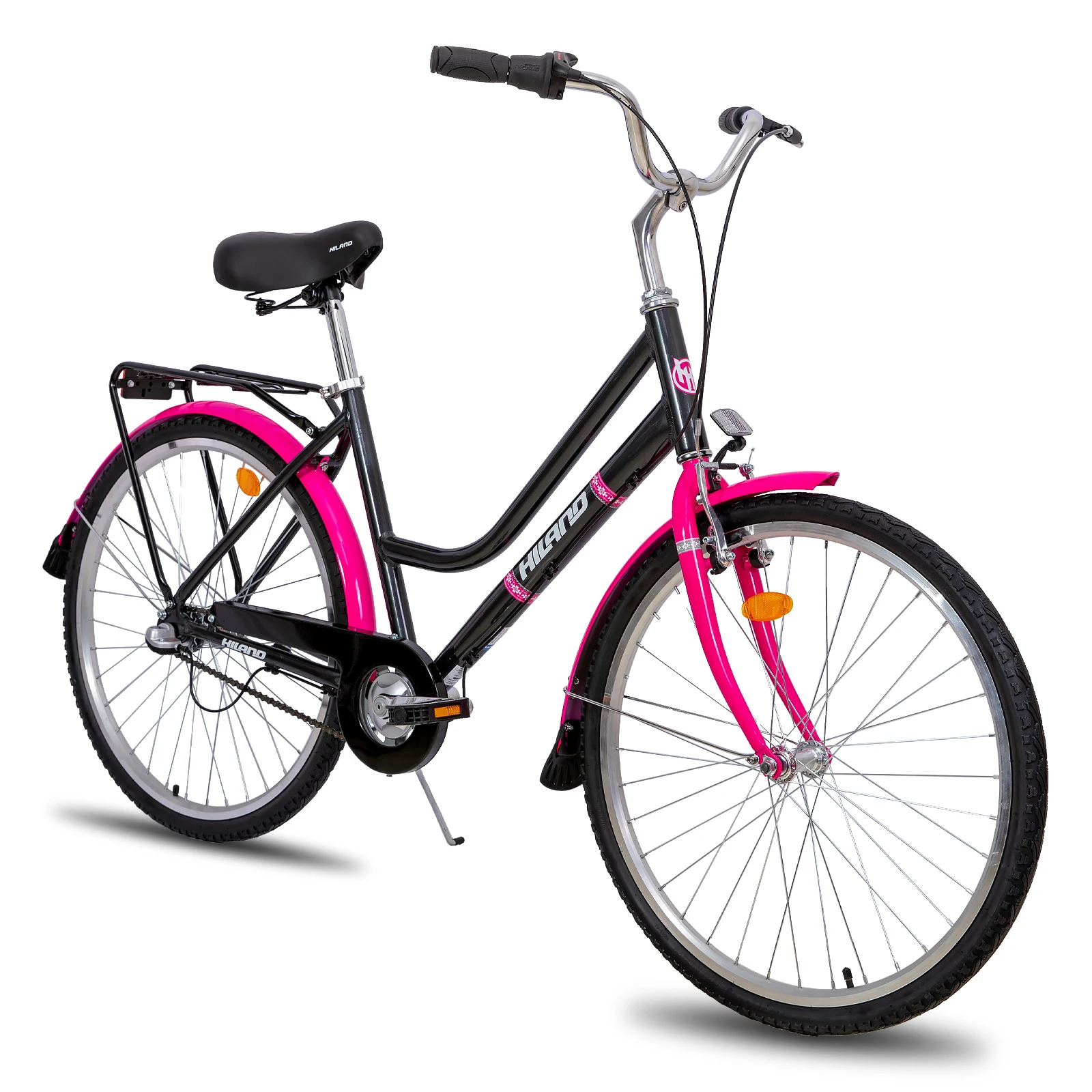 Hiland 26 Pollici Hybrid Bike Urban City Bike 3 Velocità Con Confortevole Retro Street City Bike 53Cm Per Donna Uomo
