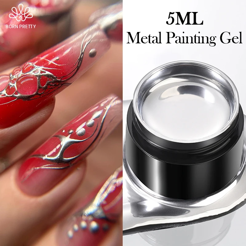 Born Pretty 5Ml Metal Painting Gel Nail Polish Super Bright Silver Mirror Gel Polish Varnis Semi Permanent French Nails Fai Da Te