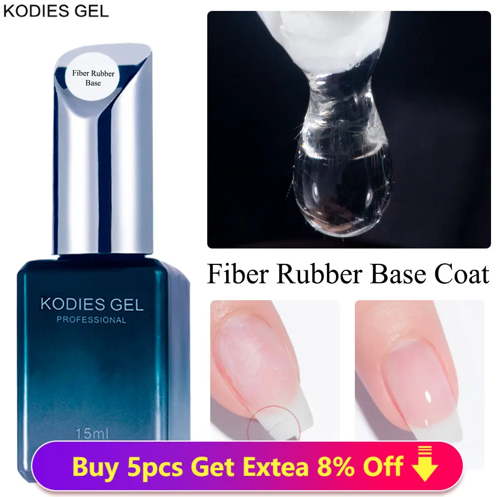 Kodies Gel Fiber Base Coat Fibra Di Vetro Per Unghie Gel Polish Uv Riparazione Semi Permanente Fix Crack Nail Rubber Base Gel Rinforzante