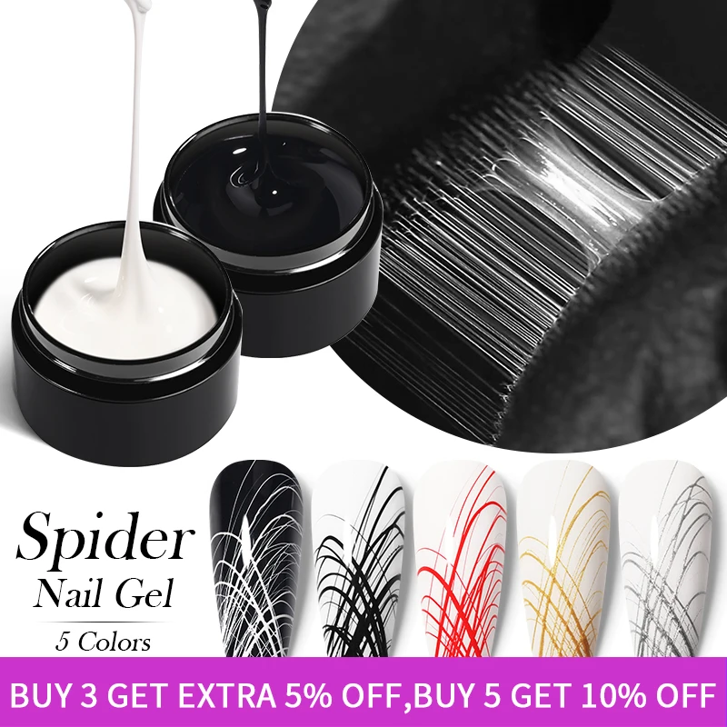 Born Pretty Wire Drawing Gel Smalto Per Unghie Nero Bianco Spider Web Gel Nail Art Design Pittura Liner Colla Gel Riflettente Top Coat