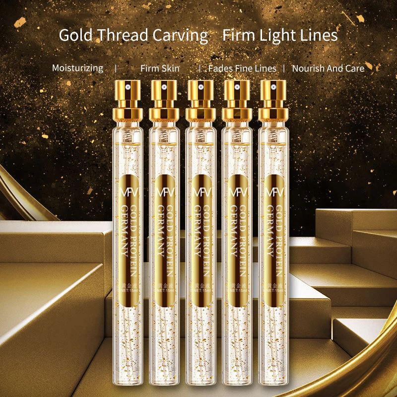 24K Gold Face Serum Active Collagen Silk Thread Essenza Facciale Anti-Invecchiamento Levigante Rassodante Idratante Cura Della Pelle Ialuronica