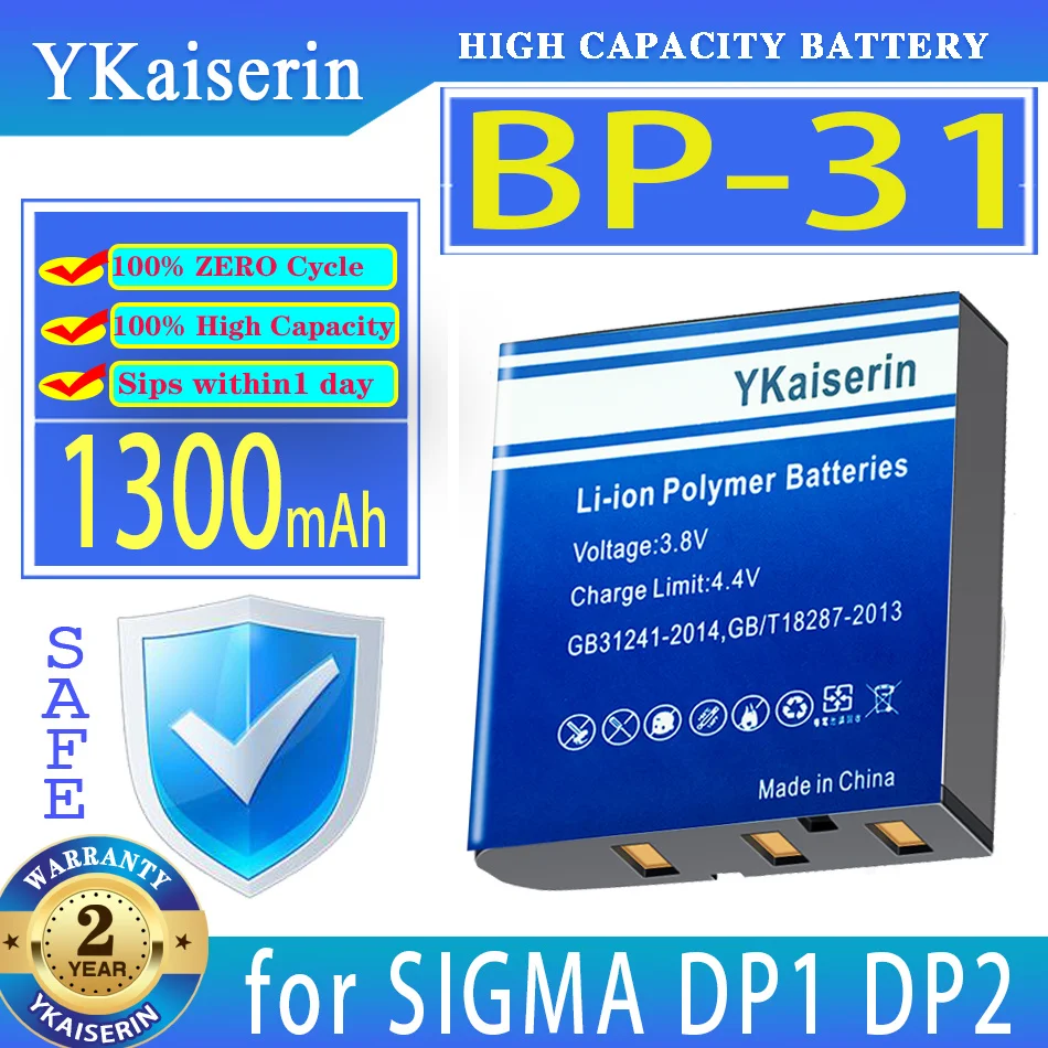 Ykaiserin Batteria Bp-31 Bp31 1300Mah Per Sigma Dp1 Dp1S Dp1X Dp2 Dp2S Dp2X Fotocamera Bateria