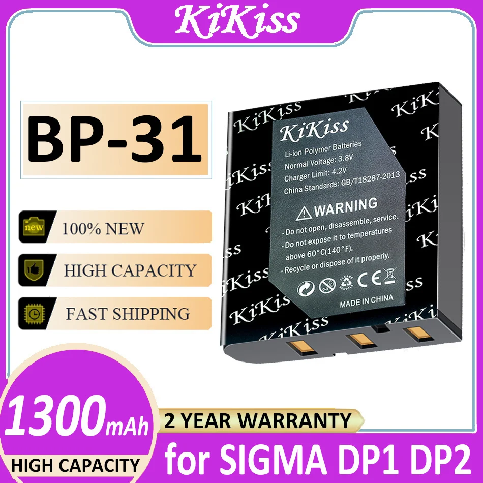 Batteria Kikiss Bp-31 Bp31 1300Mah Per Sigma Dp1 Dp1S Dp1X Dp2 Dp2S Dp2X Fotocamera Bateria