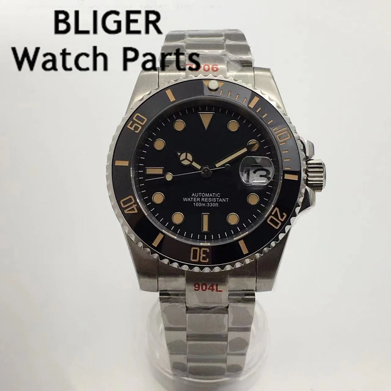 Bliger 40Mm Orologio Automatico Oyster Bracciale Nh35 Miyota8215 Pt5000 Movimento Cristallo Zaffiro Nero Quadrante Luminoso Acciaio 3 In Punto