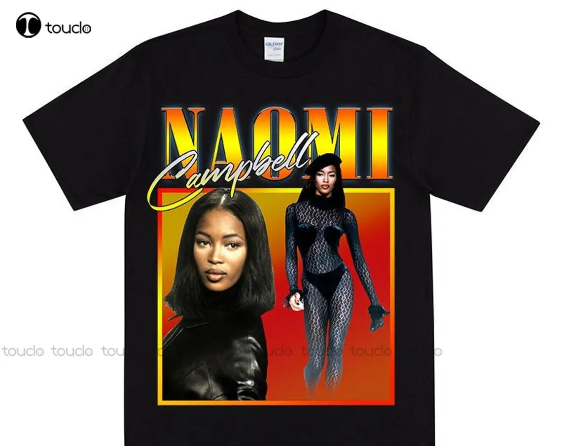 Maglione T-Shirt Nero Supermodel Vintage 1990S Abbigliamento Fashion Icon Runway Model Fashion Magazine Tema Iconic Fashionista