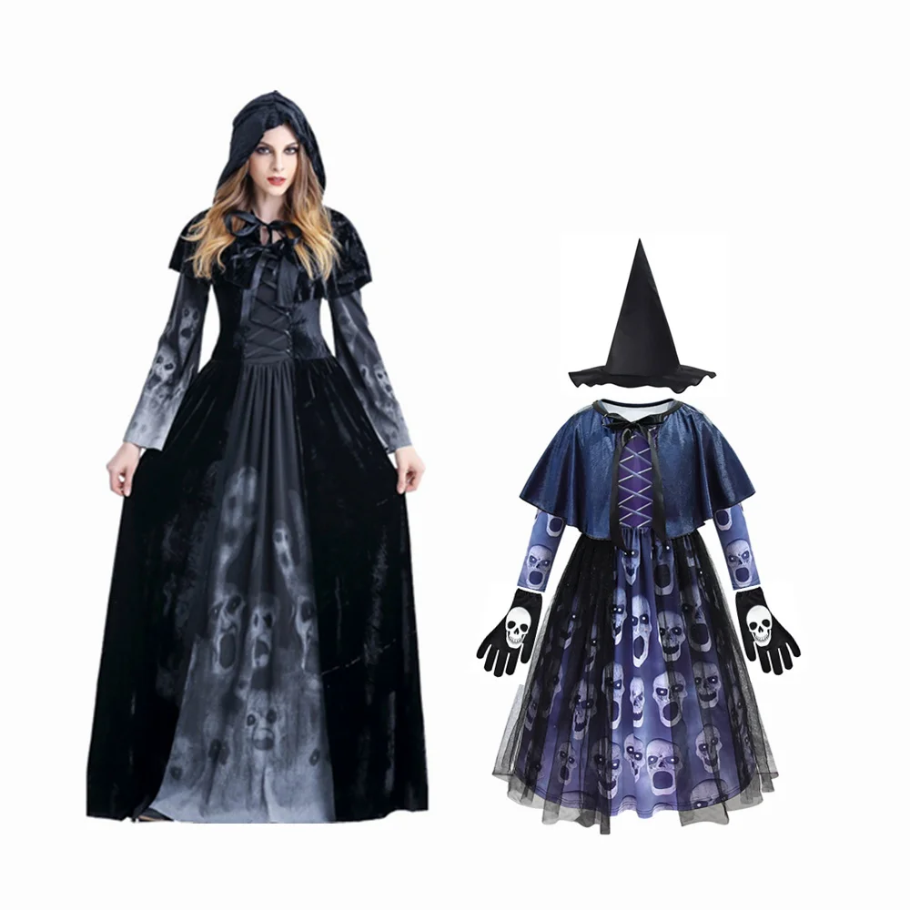 Abiti Neri Fornight Ropa Mujer Donna Halloween Cos-Play Costume Da Horror Roccioso Di Seicostumi Da Strega Vitage Vestito Per Bambini Ragazze