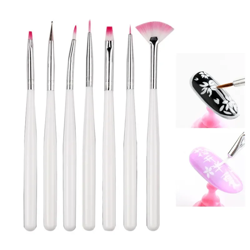 Set Di Pennelli Per Decorazioni Per Unghie, Penna Per Pittura Professionale Per Punte Per Unghie Finte, Applicazione Per Smalto Gel Per Unghie Uv, 7 P